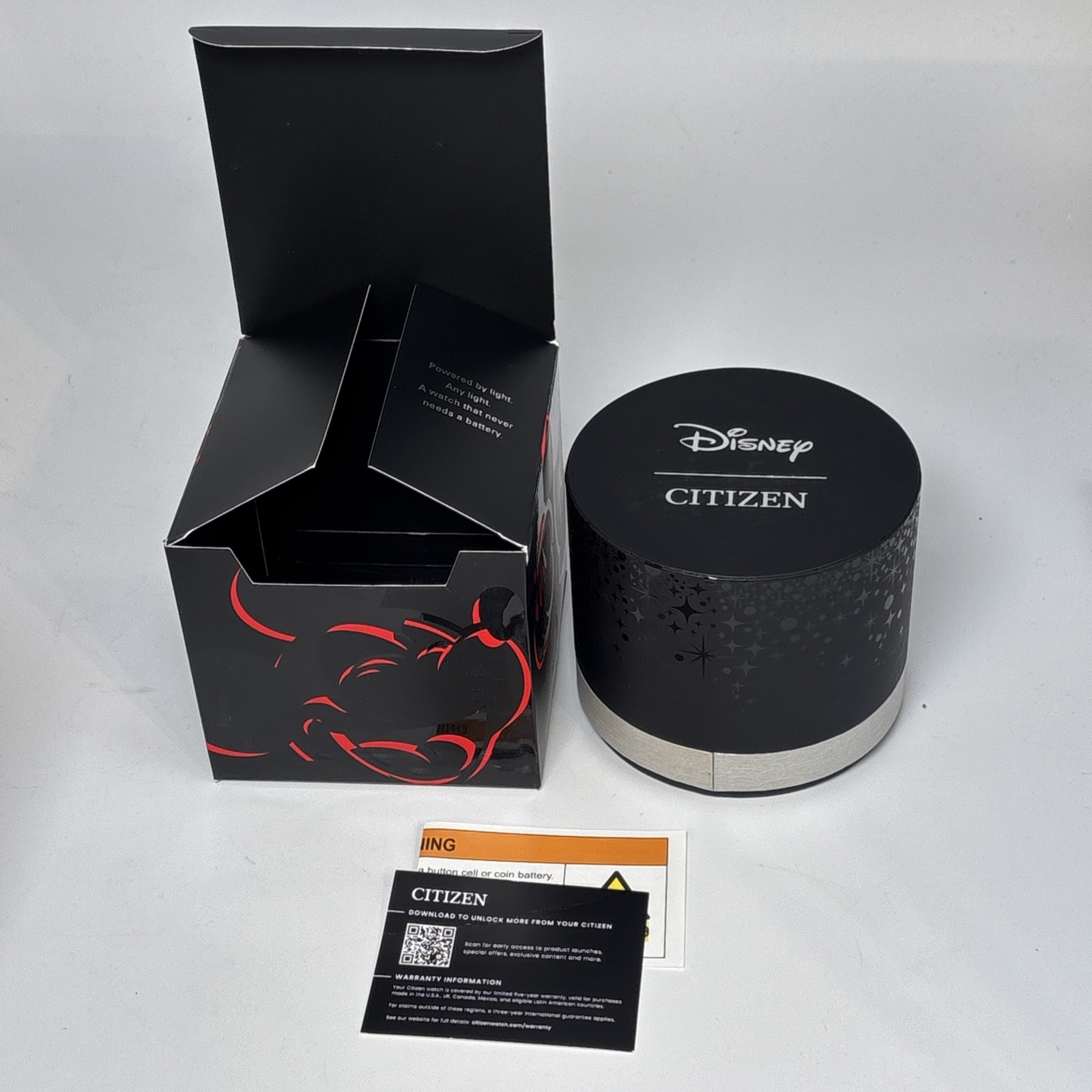 Citizen Disney Mickey Mouse Eco-Drive Watch Analog Black Leather Gold BV1132-16W