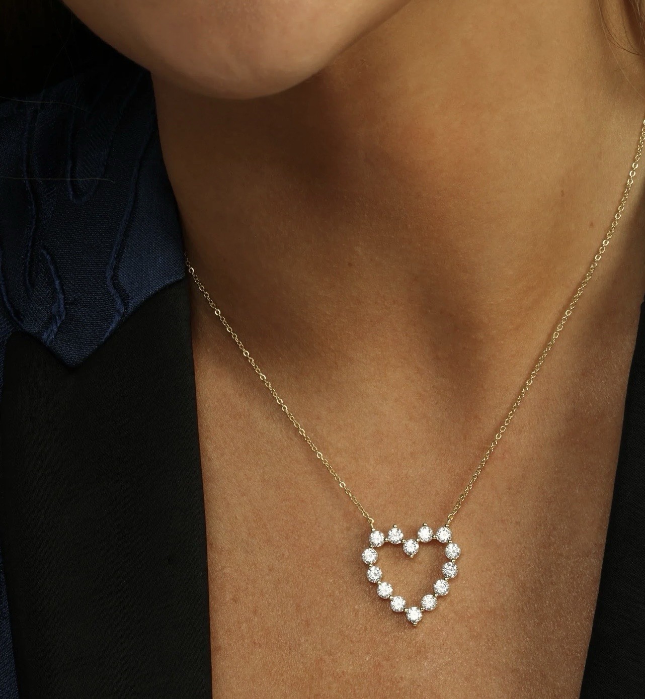 Melinda Maria Gold Necklace She’s An Icon Small Heart White Diamondettes NWOT