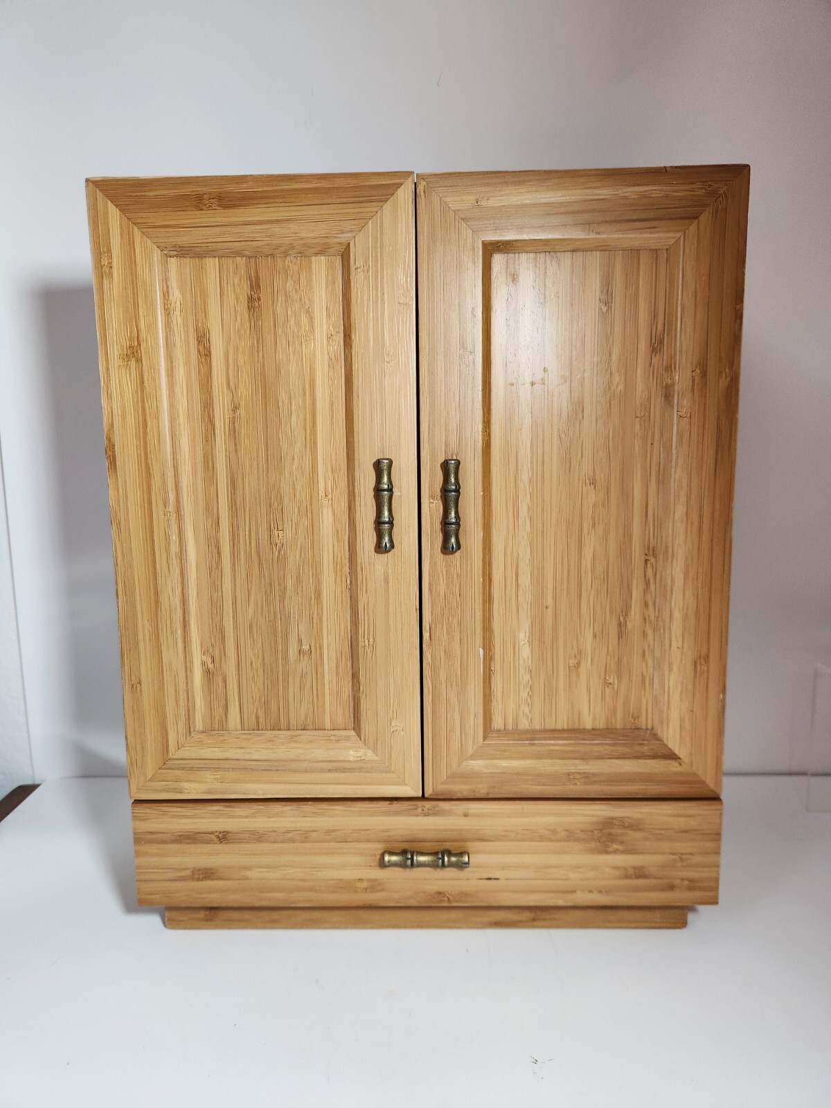 14″ Red Envelope Jewelry Armoire Cabinet Dresser Storage Light Wood Bamboo