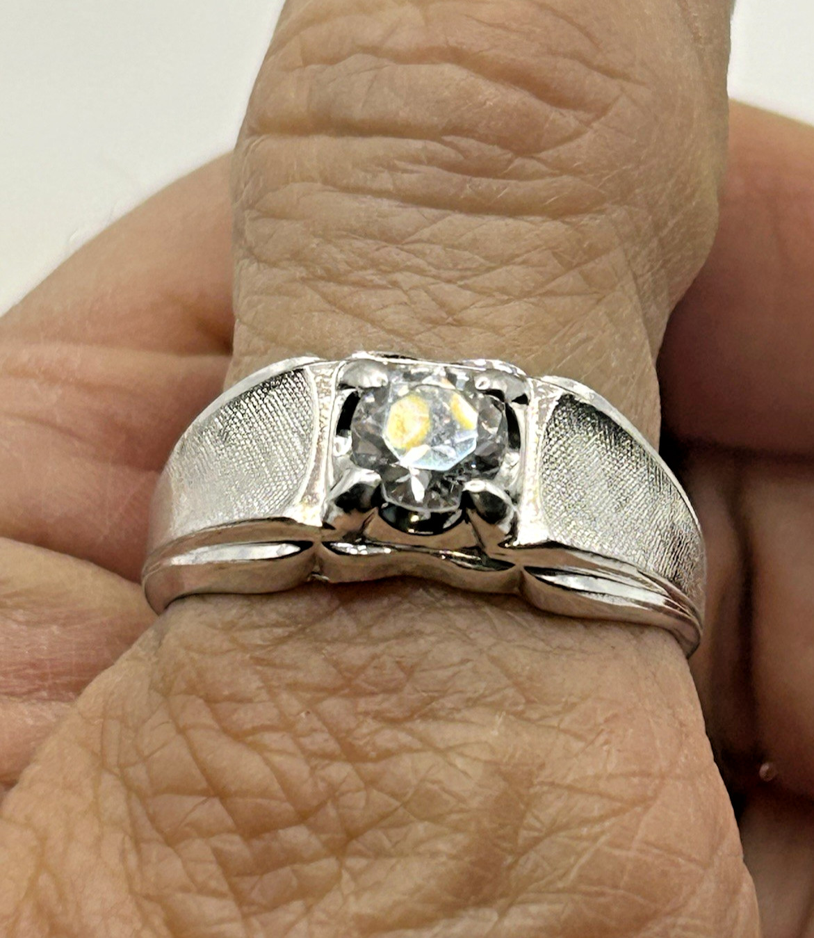 Men’s Lind Sterling Silver Solitaire CZ Ring 1.25 Carat Size 12.5