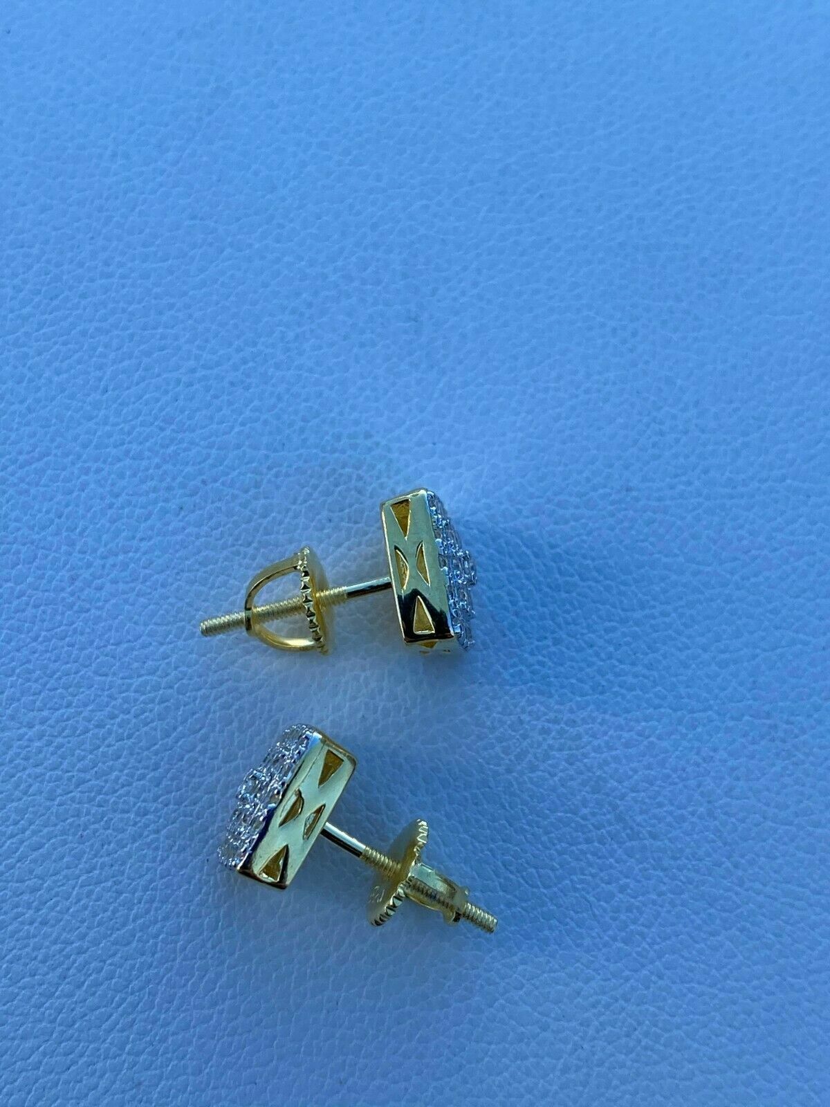 14k Gold Plated 925 Iced Real MOISSANITE Square Screwback Earrings Passes Tester
