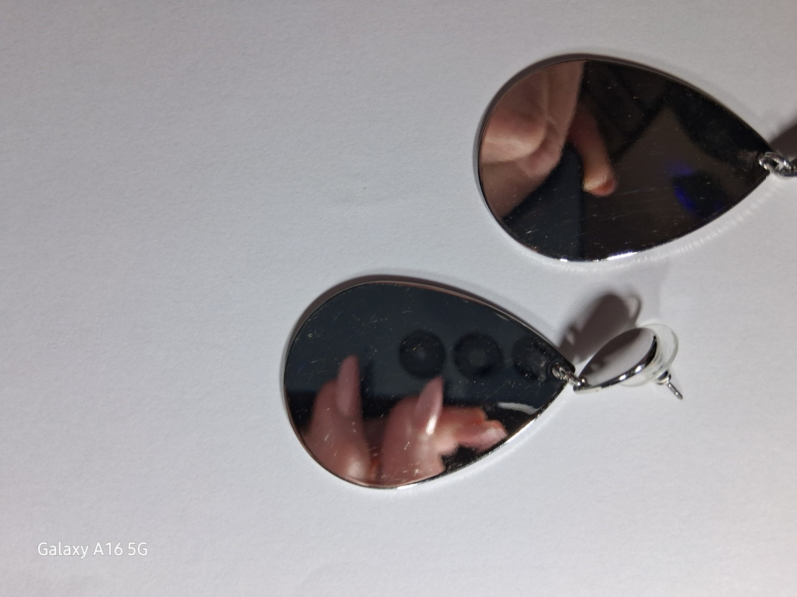 Silvertone Dangle Pear Shape Earrings