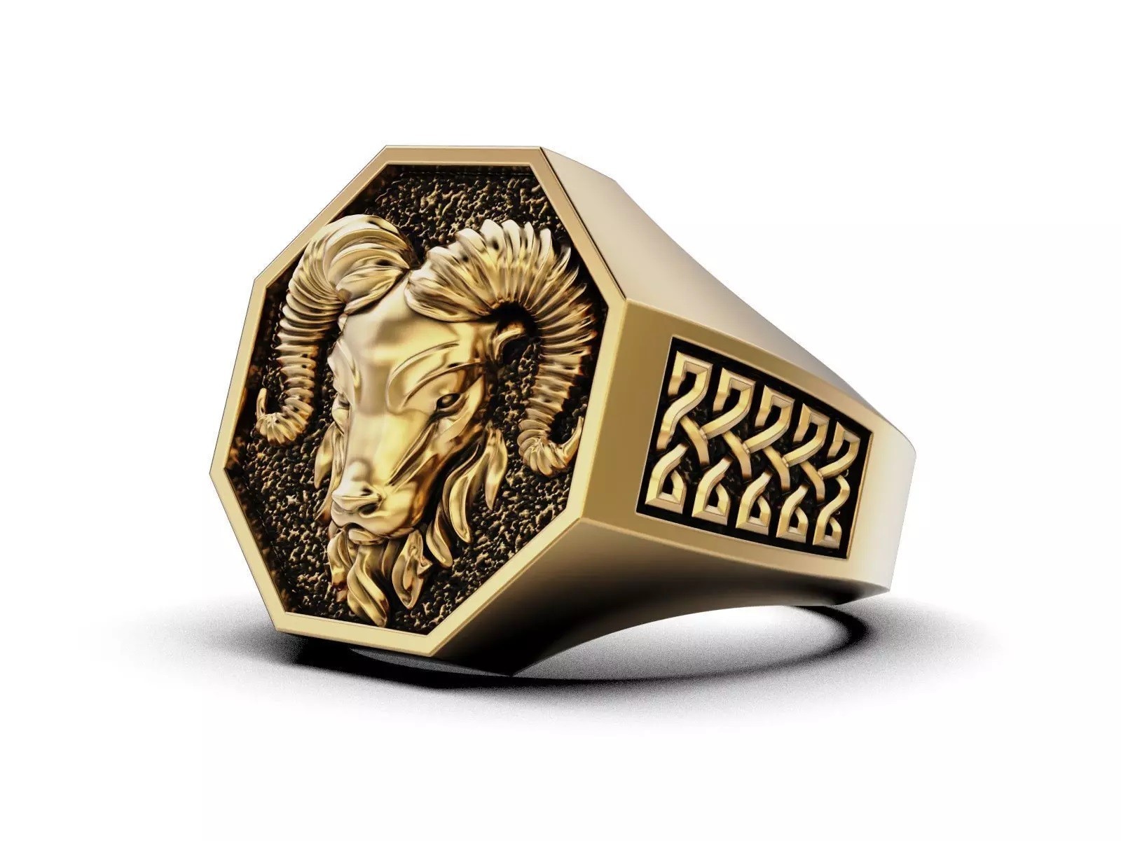 Oxidized Men’s Powerful Ram Head Gothic Punk 925 Sterling Silver Statement Rings