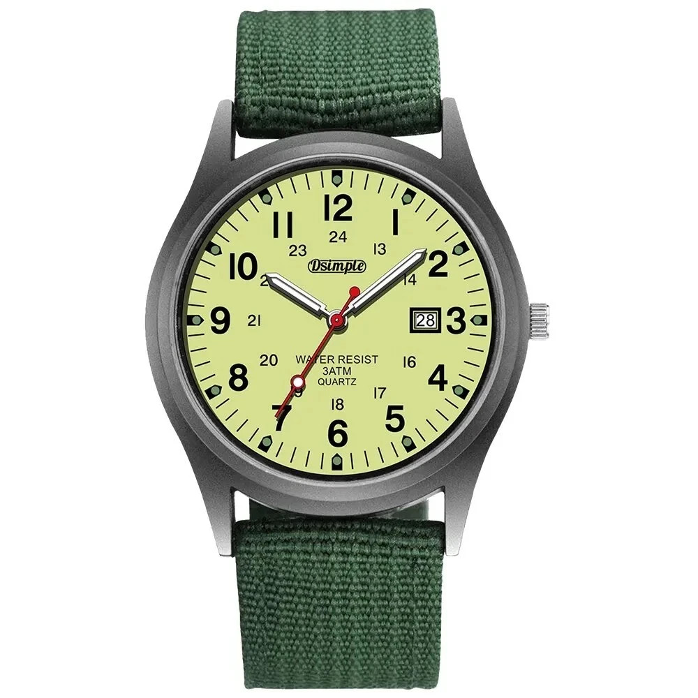 Men’s Military Army Luminous 24 Hours Dial Nylon Strap Date Quartz Wrist Watch