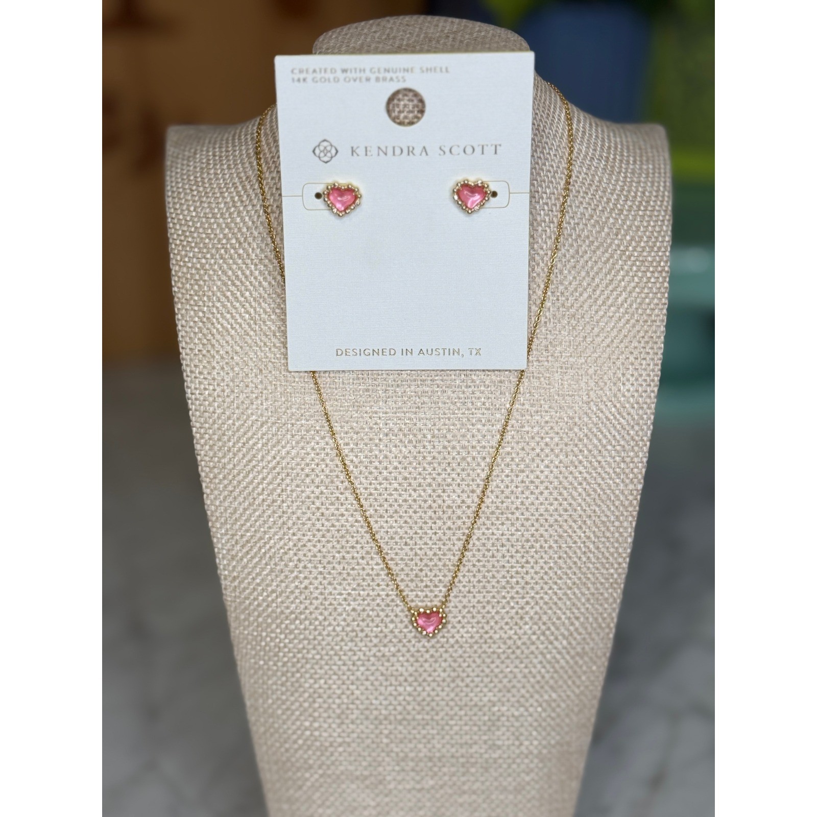Kendra Scott Womens Jewelry Set Pink Heart Shell Gold Coquette Romantic OS
