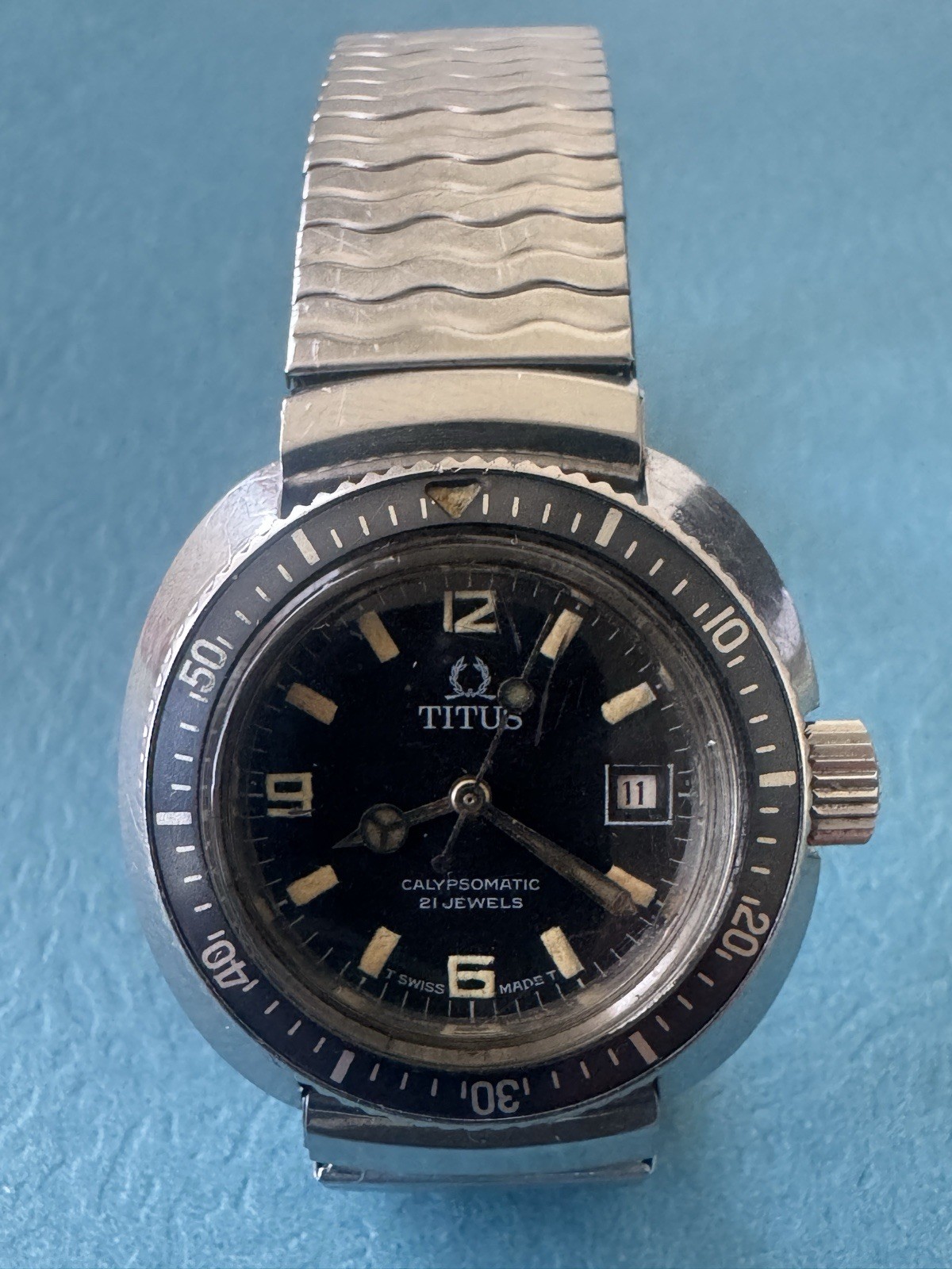 VINTAGE 1960s SOLVIL TITUS CALYPSOMATIC DIVER WATCH 21J AUTO STUNNING TROPICAL