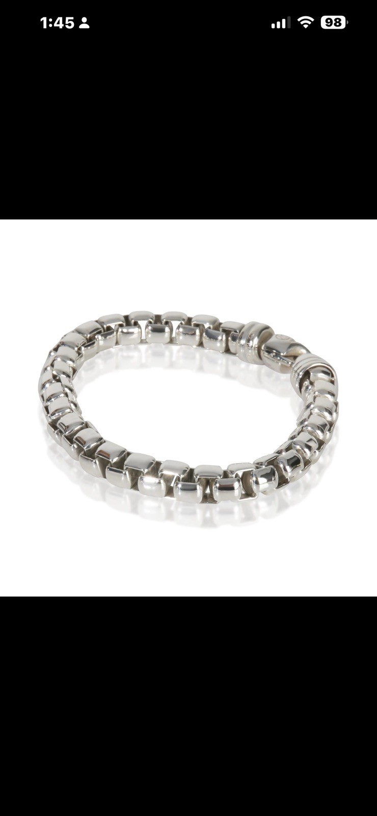 David Yurman 925 Sterling Silver Box Chain Bracelet New Condition 100% AUTHENTIC