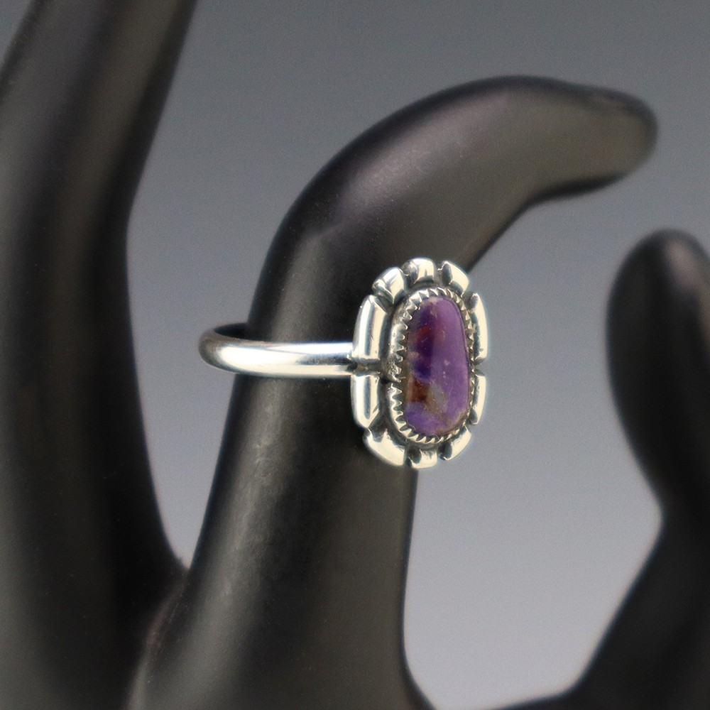 NATIVE AMERICAN ZUNI STERLING SILVER & SUGILITE RING BY CARLO LONJOSE