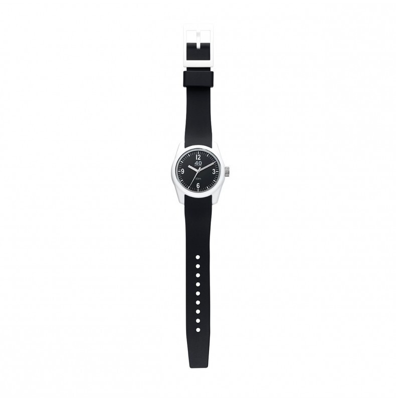 40NINE BASIC 35MM Polymer Quartz White Black Silicone Unisex Watch