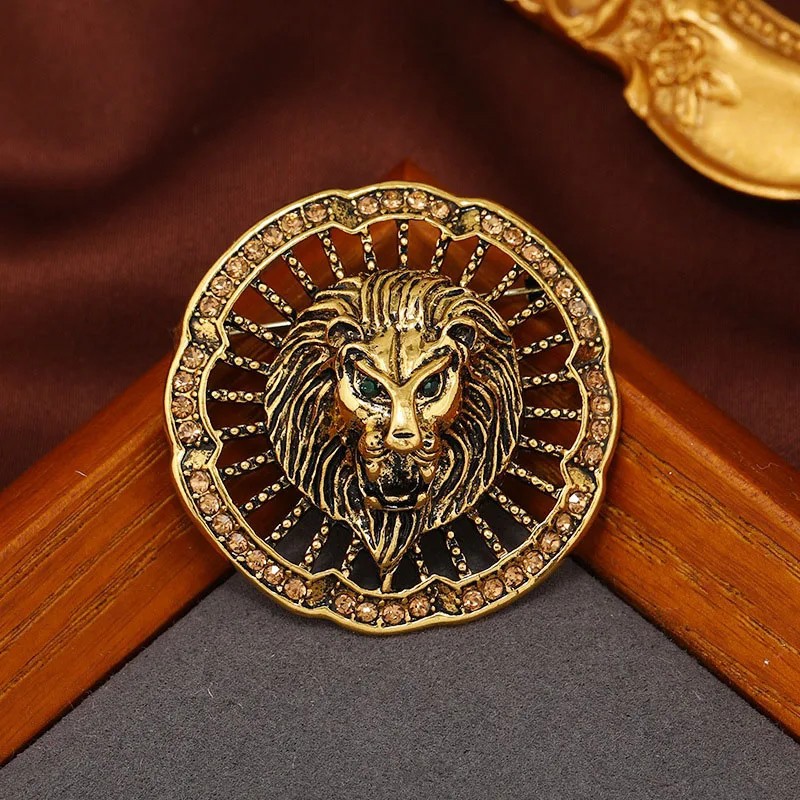 NEW Vintage Silver Tone Lion Head Retro Brooch Pin Bold Men’s Suit Metal Brooch