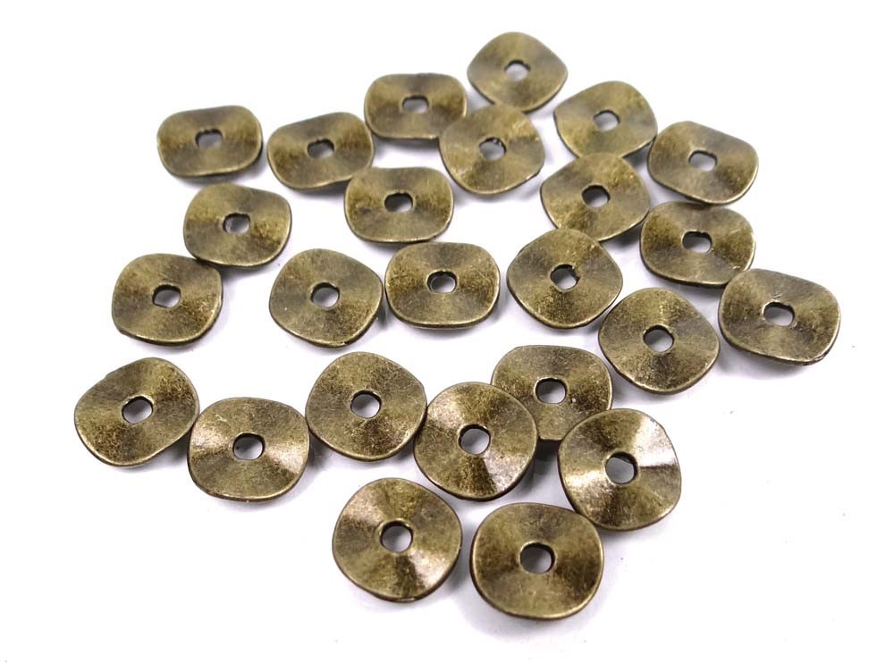 50 Antique Bronze Pewter Washers Spacer Wavy beads 9mm