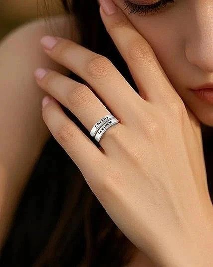 I F♡Cking Love You Ring for Women, Hope Rings Adjustable Stainless Steel Silver