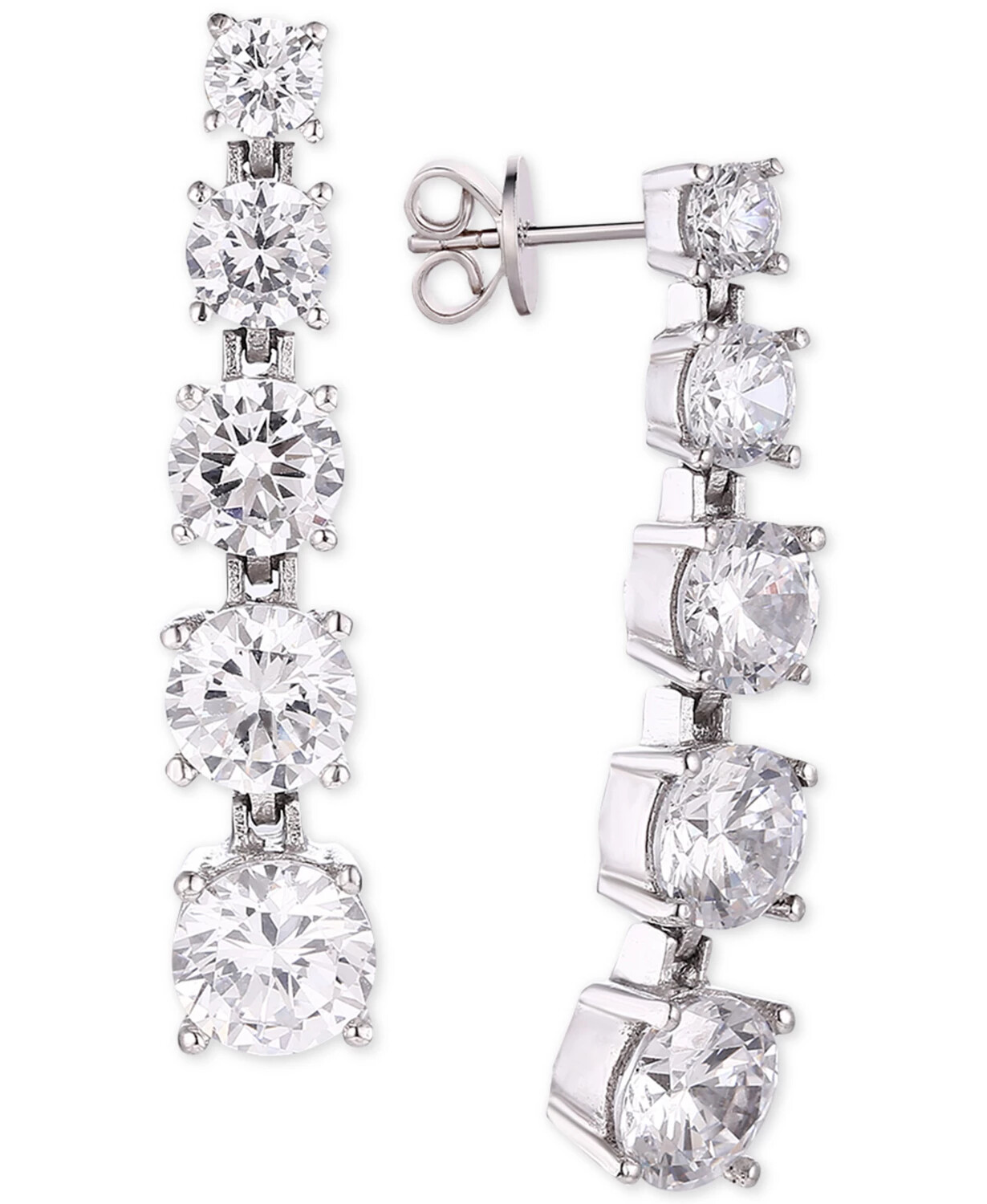 Tiara Cubic Zirconia Graduated Drop Earrings in Sterling Silver