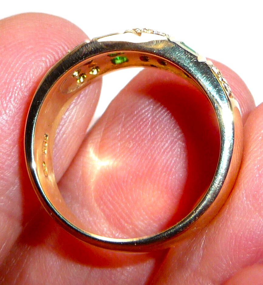 Ring 585 Gold 0.33 ct. Diamonds 0.44ct. Emerald Size 57 18.1mm / 8.51g Excellent Condition