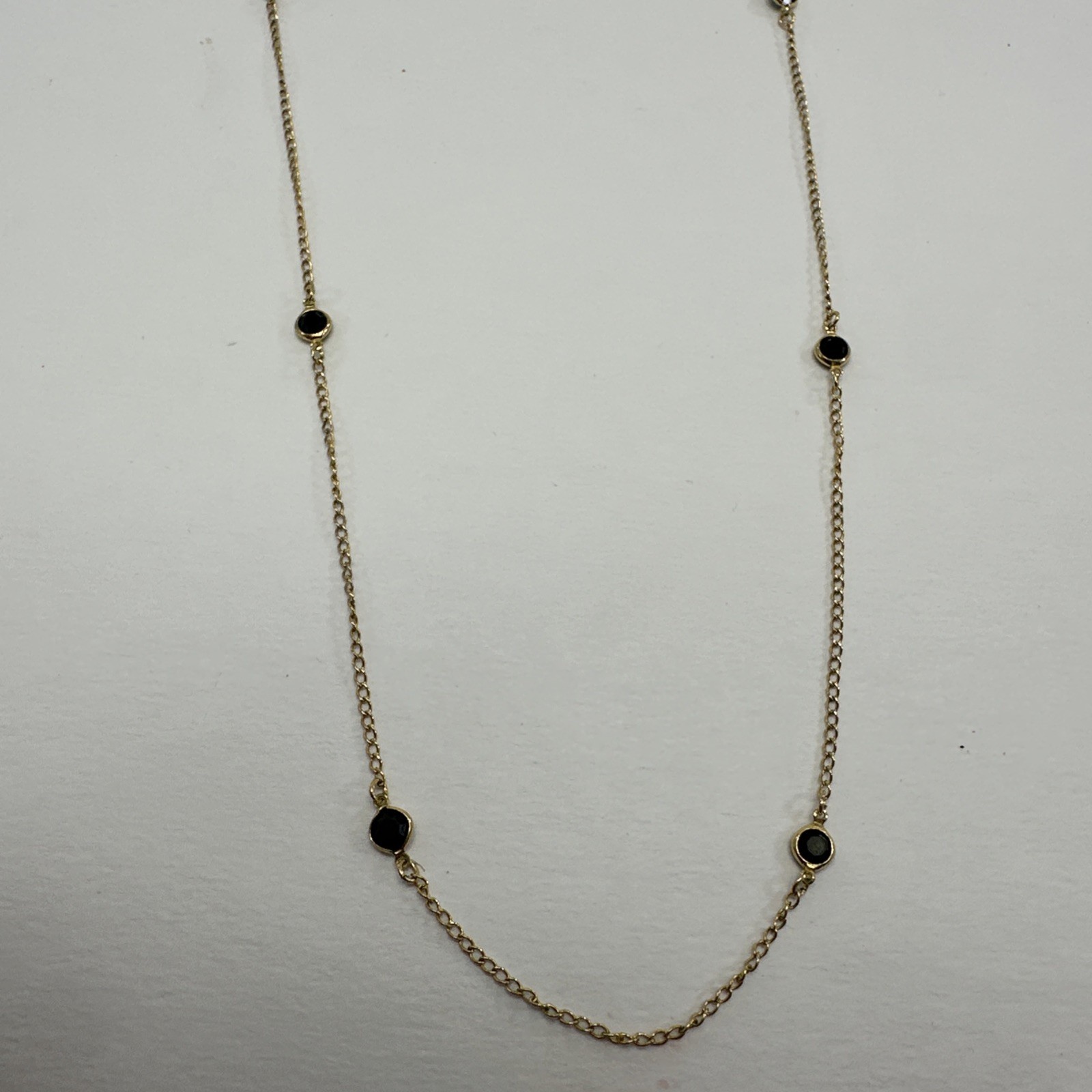 Vintage 12K Gold Plated Necklace Gold GE Chain With Black Stones Dainty Classic