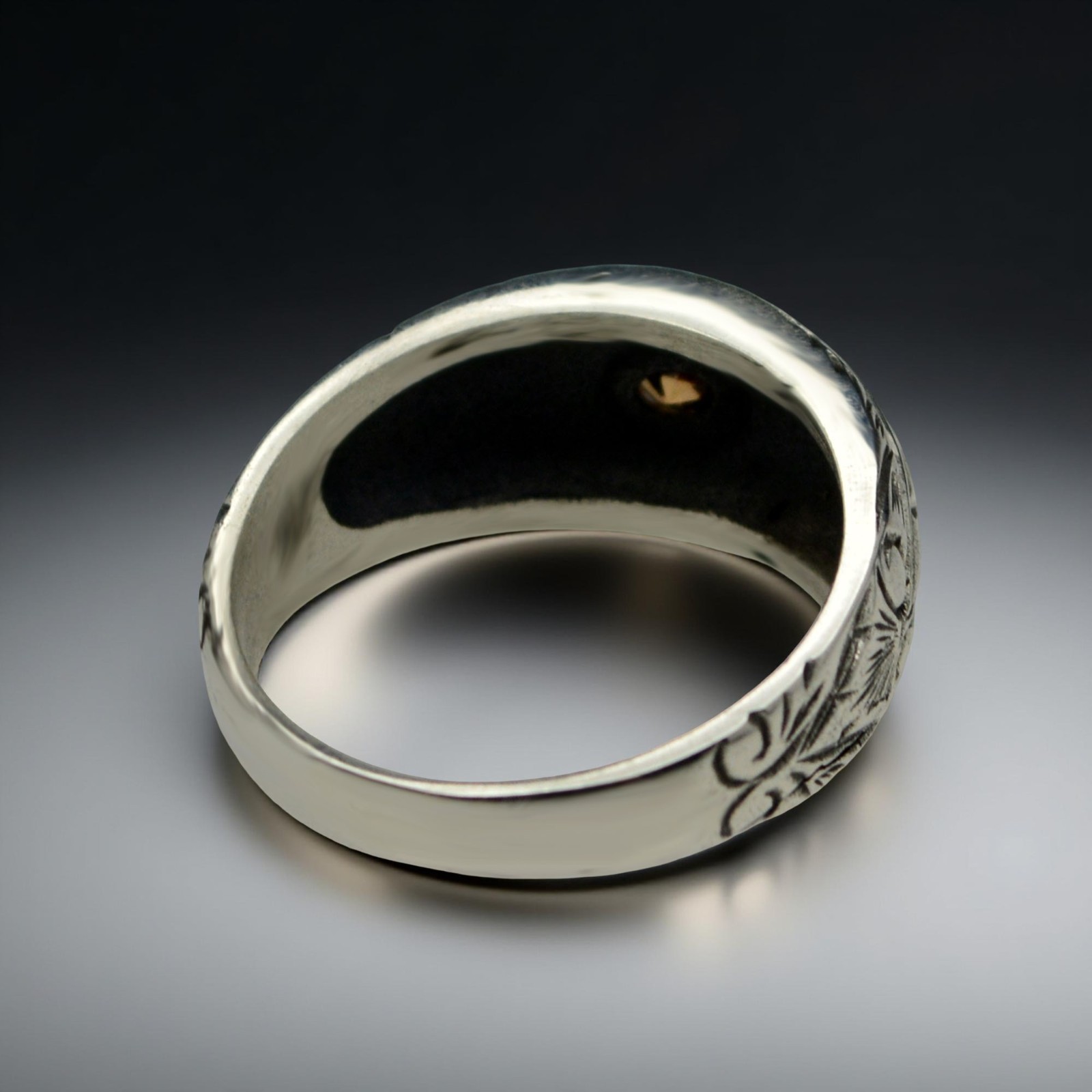 925 Sterling Silver Citrine Men Ring Handmade Vintage Signet Band