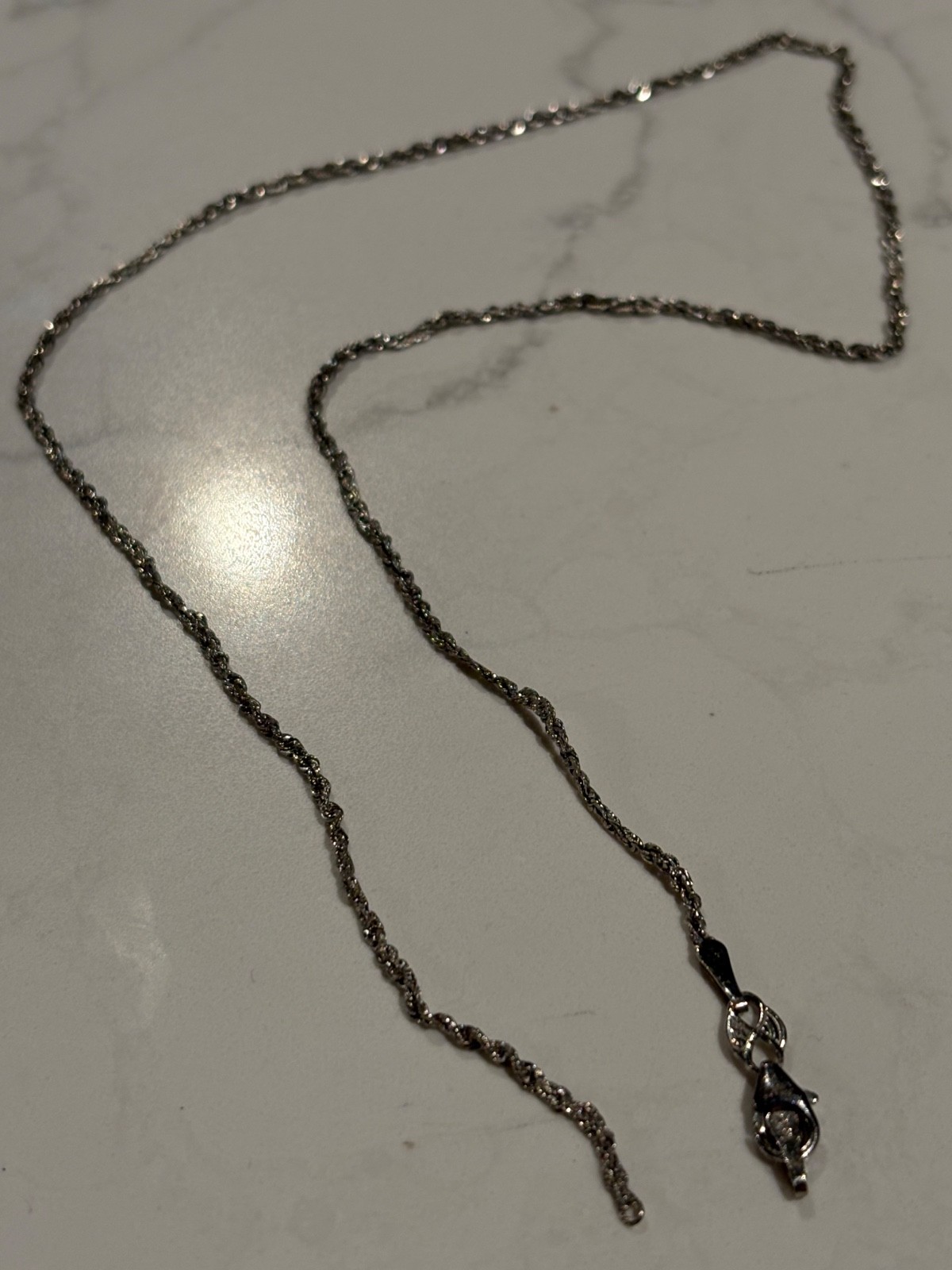 Broken 14K Gold Rope Chain Necklace 16.5” 1.91g Marked Bolivia Scrap Repair