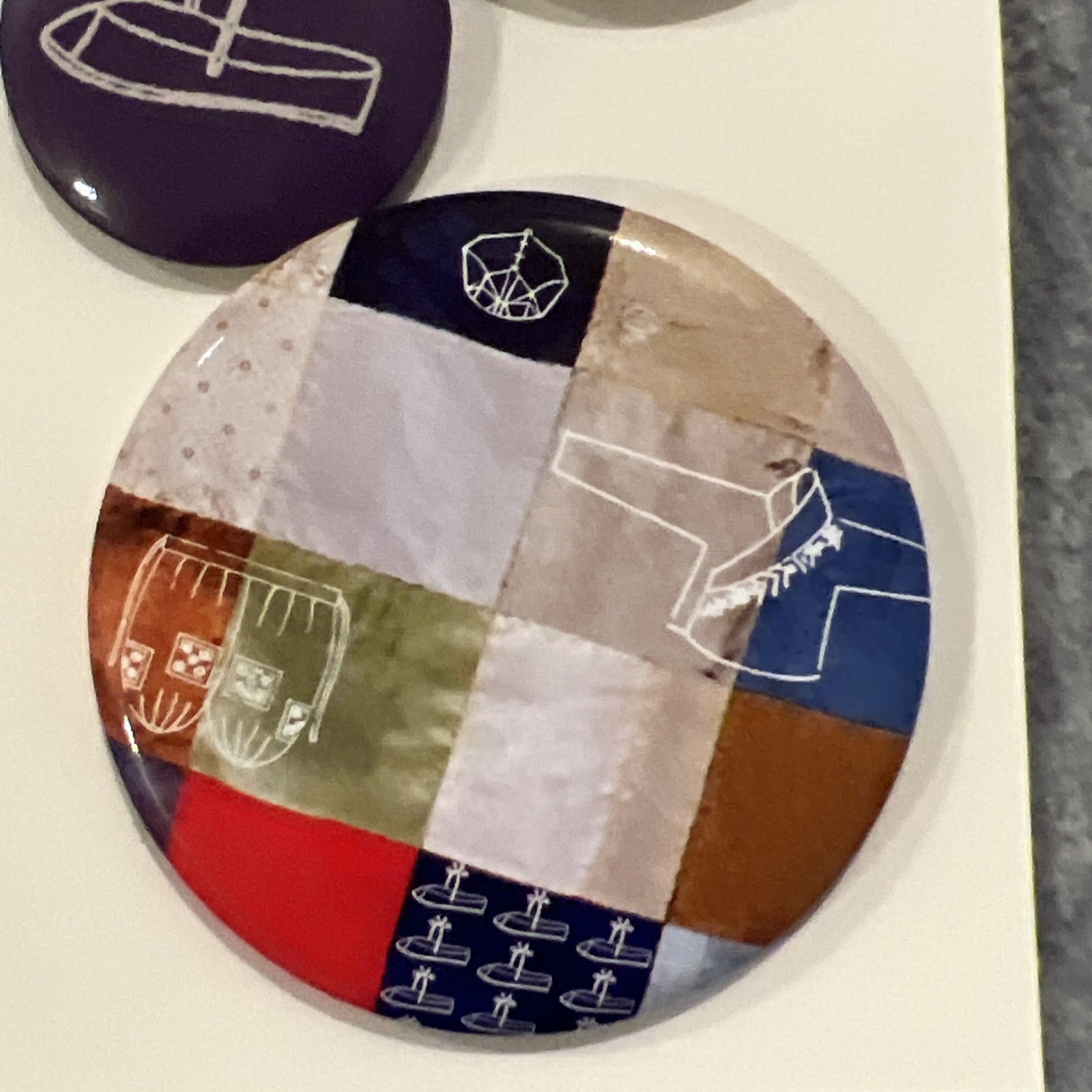 K-Heritage Royal Records Button Pin Set Of 3 Sizes Featuring Korean Designs New
