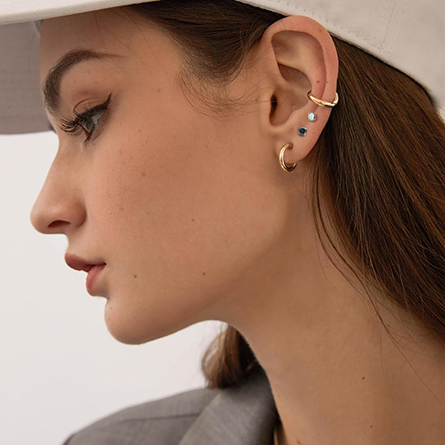 Titanium Earrings for Sensitive Ears – Flat Back Stud & Hoop Earrings Set, Hypoa