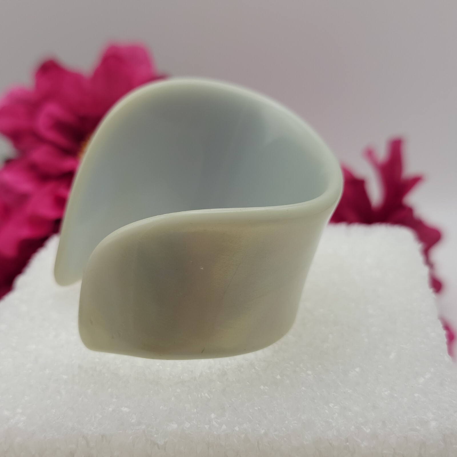 Blue Pearlized Lucite Asymmetrical Cuff Bracelet 6 Inch