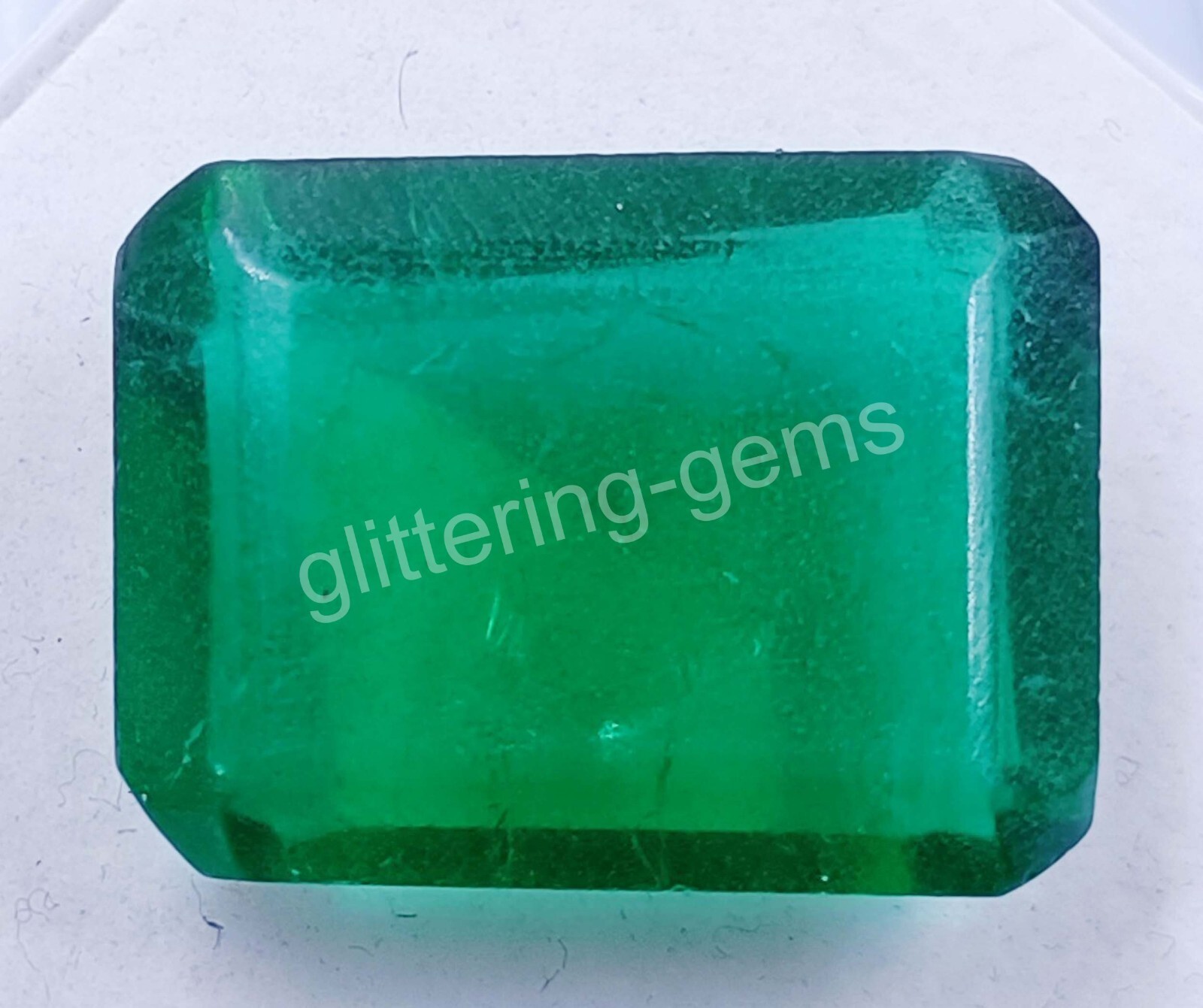 36.5 Ct Certified Zambia Green Emerald Natural Emerald Cut Gemstone 25P