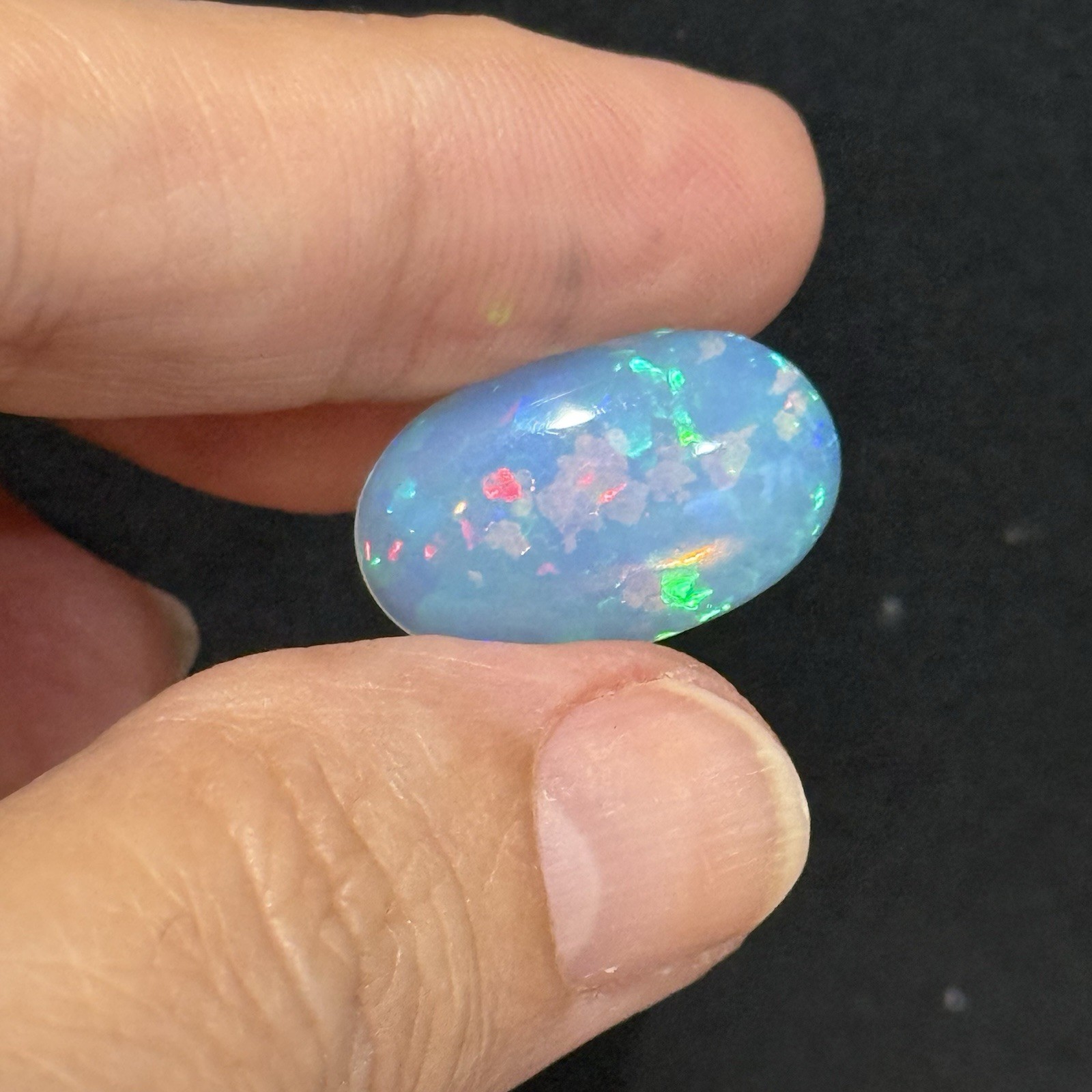 6.10ct 20.7×12.7×4.7mm Fine Galaxy Pin Fire Ethiopian Welo Opal Oval Cabochon