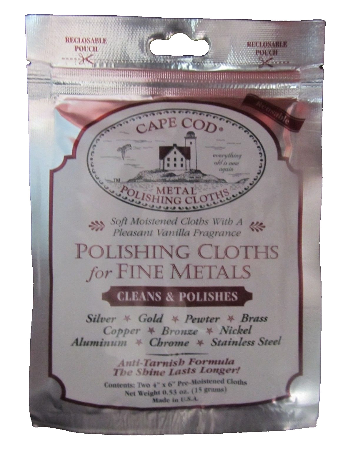 Cape Cod metal Polishing Cloths Package of 2. #88821 NEW