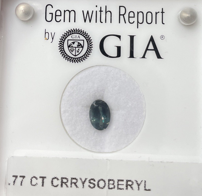 GIA Certified .77 Ct Rare Blue Green Changing To Purple Chrysoberyl Alexandrite