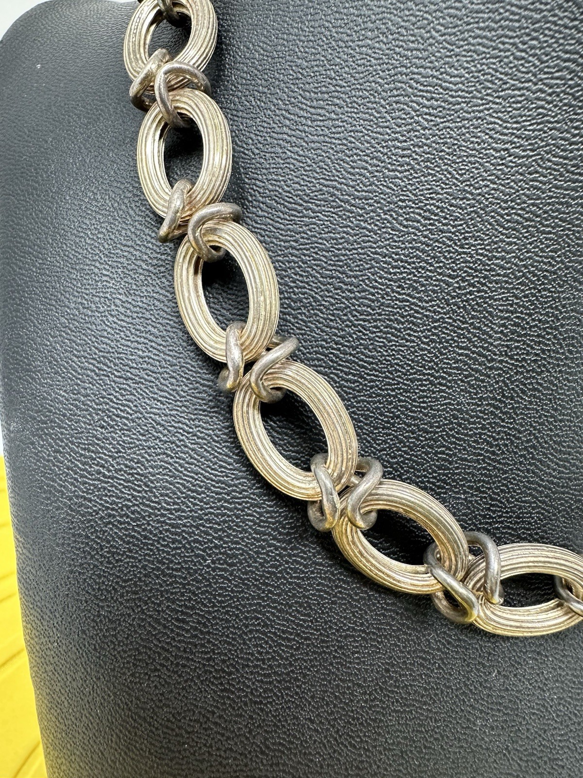 Sterling Silver Italian Oval-Link Chain Choker Necklace Elegant Modern 62g 15 In