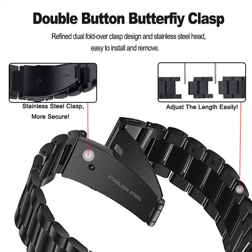 GARTOO 20mm Metal Bands for Garmin VivoActive 6/5/3,Forerunner 165/55/245/645…