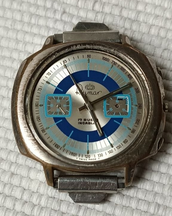 VINTAGE VALJOUX 7733 MANUAL WIND CHRONOGRAPH SWISS WATCH FOR REPAIR OR PARTS