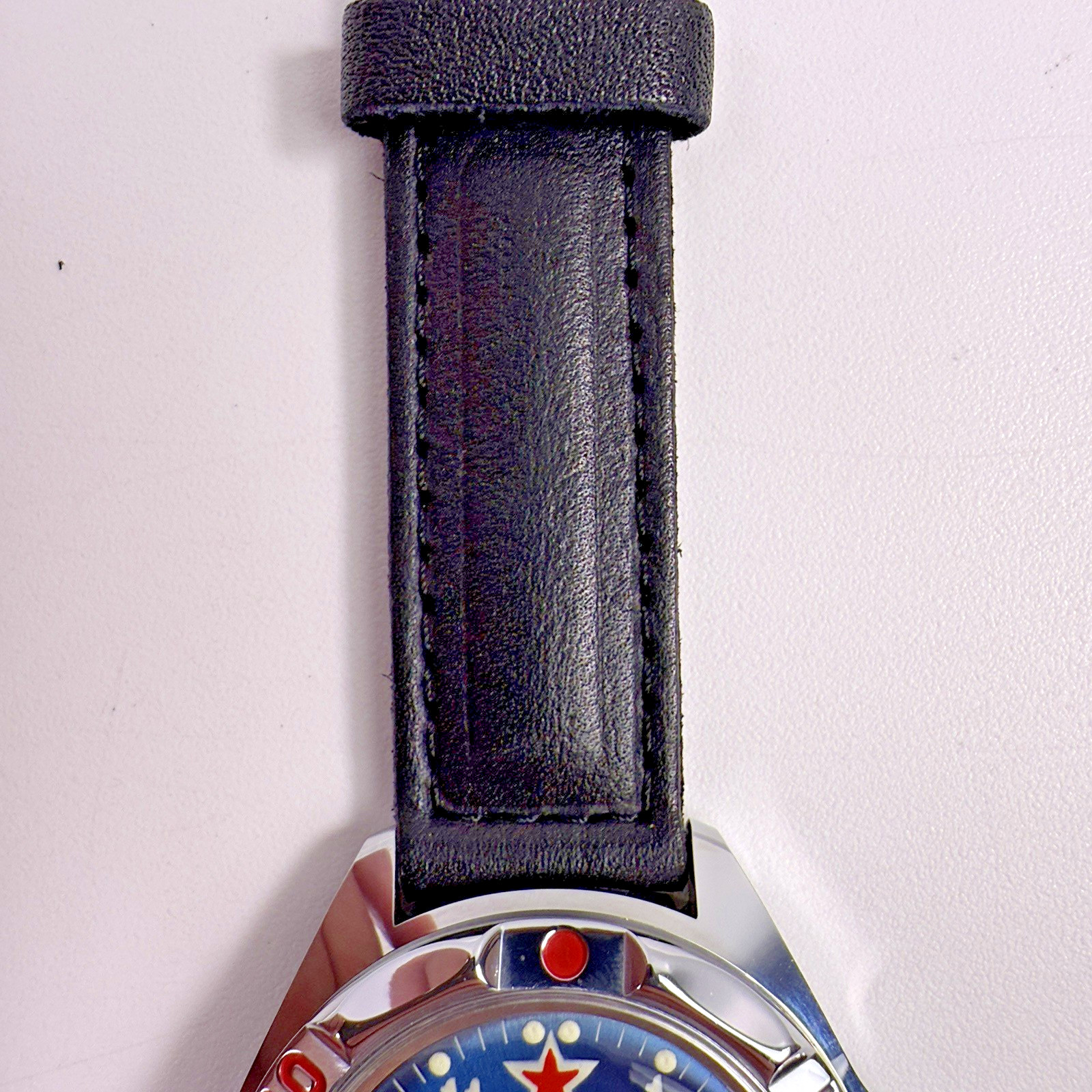 Vostok Komandirskie Russian SUBMARINE Automatic Watch Blue Dial Date Black Strap