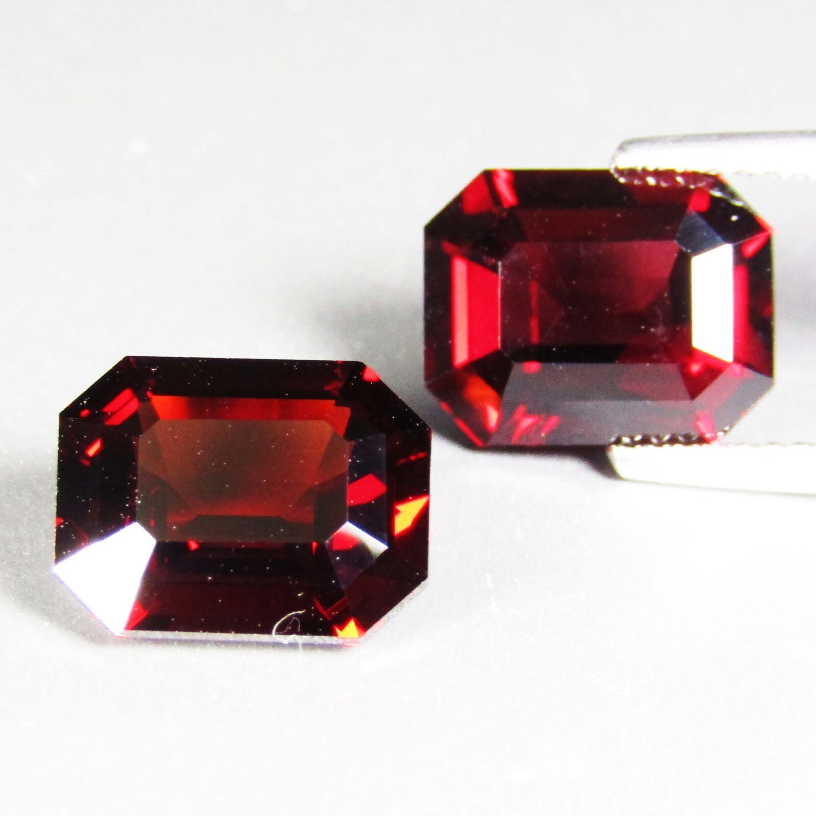 8.86Cts Natural Genuine Pyrope Garnet 10.5×8.5x5mm Emerald Cut Pair Gemstones