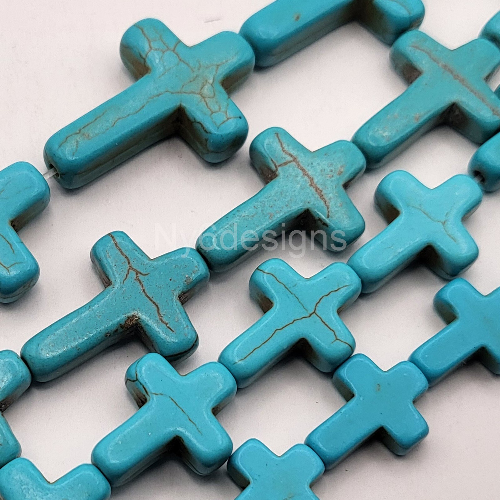 Wholesale Turquoise Howlite Magnesite Cross Loose Beads 15″ strand Free Shipping