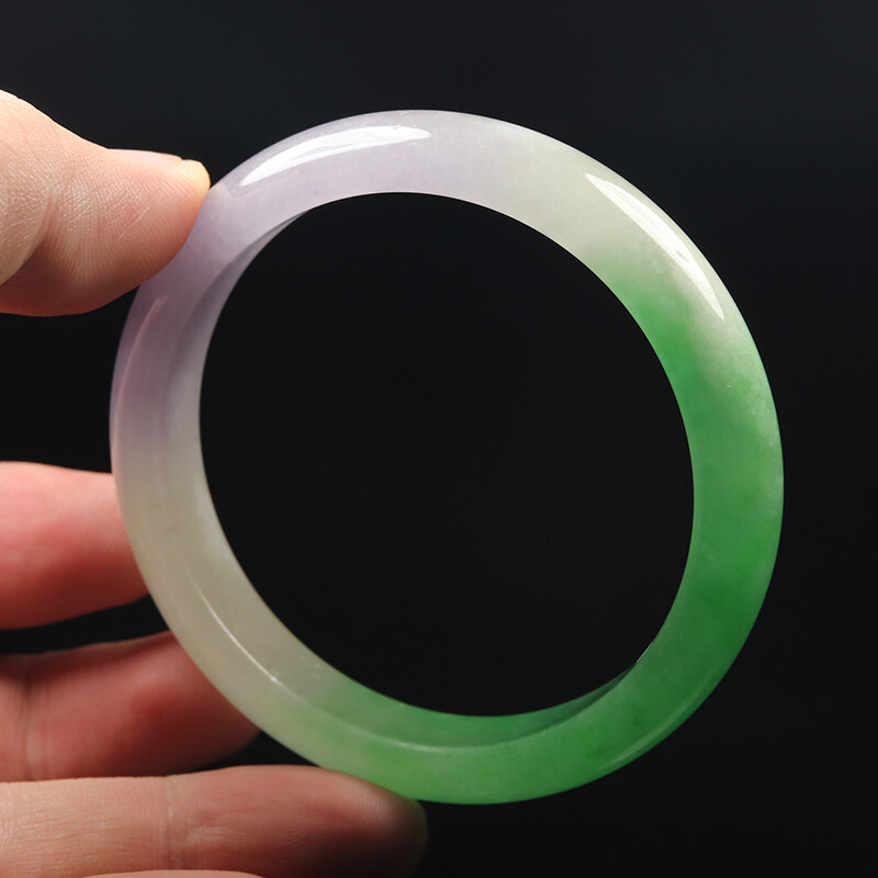 58mm Lavender Purple Green Jadeite Jade Bangle Bracelet Burma Jadeite 12513