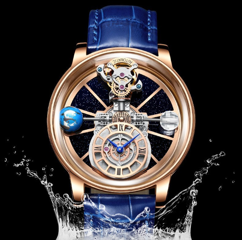 PINDU Men’s Quartz Watch 46mm Steel Case Sapphire Crystal Dress Concise Watch