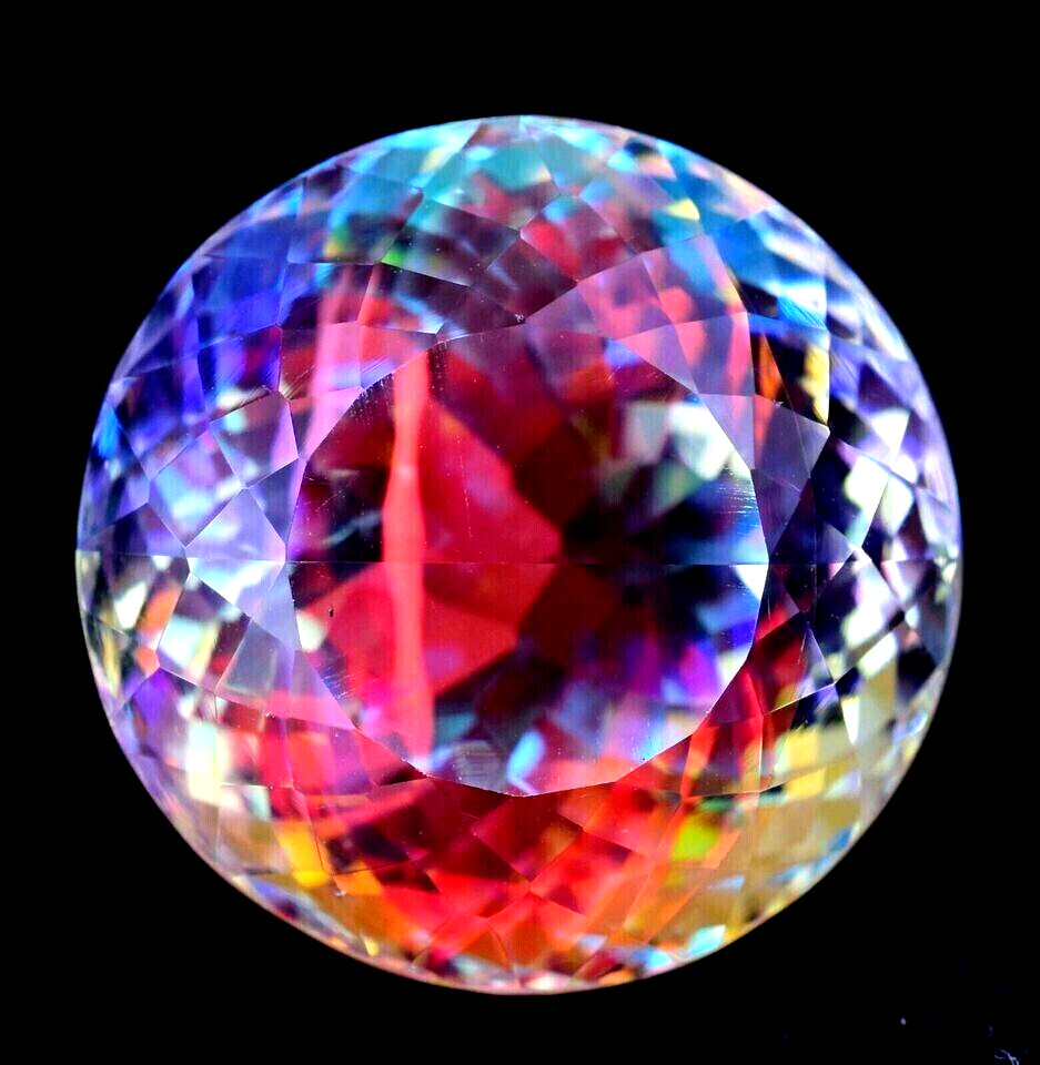 Natural Mystic Topaz Rainbow Color Round Cut Certified 45.30 Ct Loose Gemstone