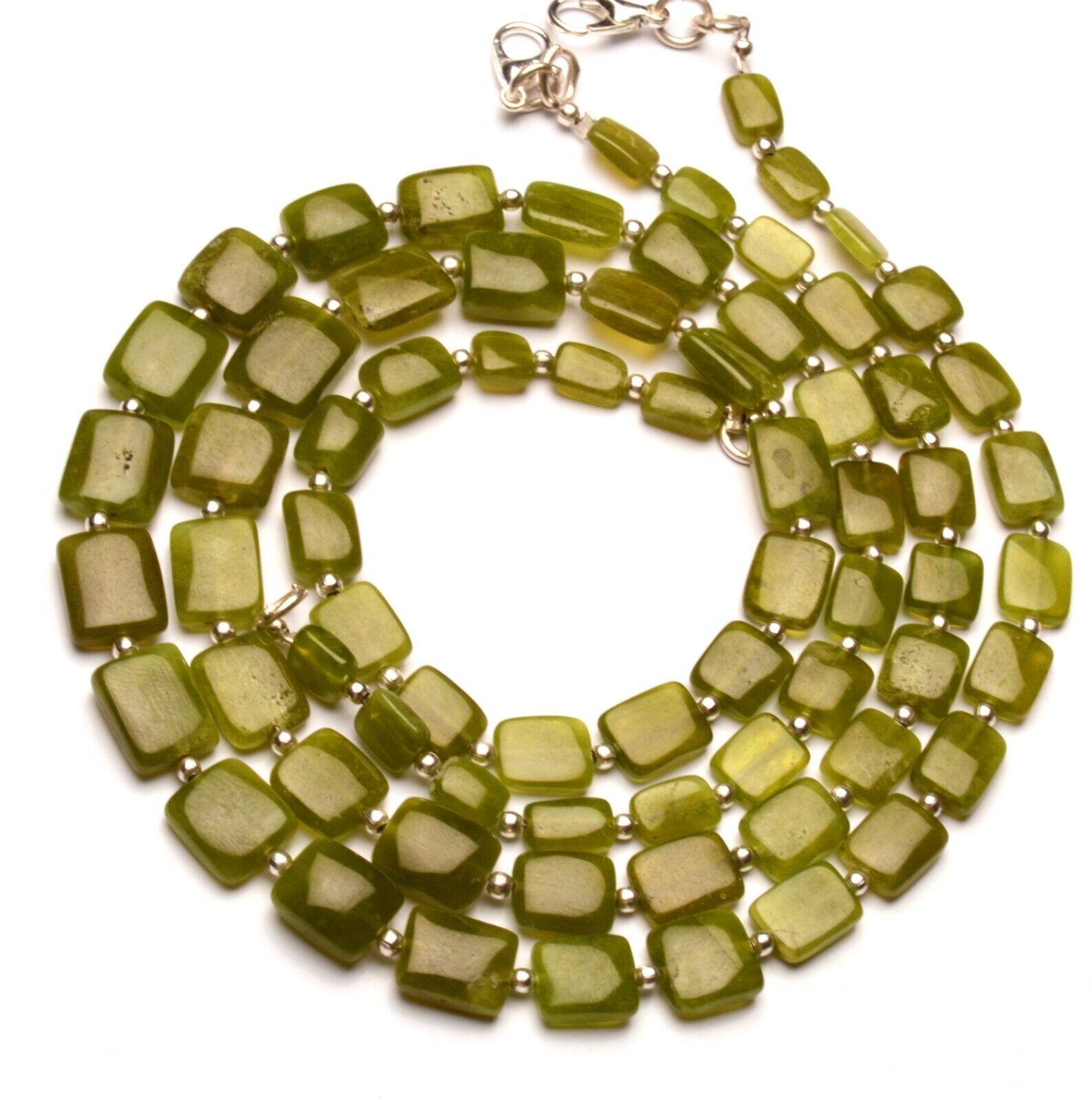 Natural Gem Vesuvianite 6 to 10 mm Size Smooth Nugget Beads Necklace 15″