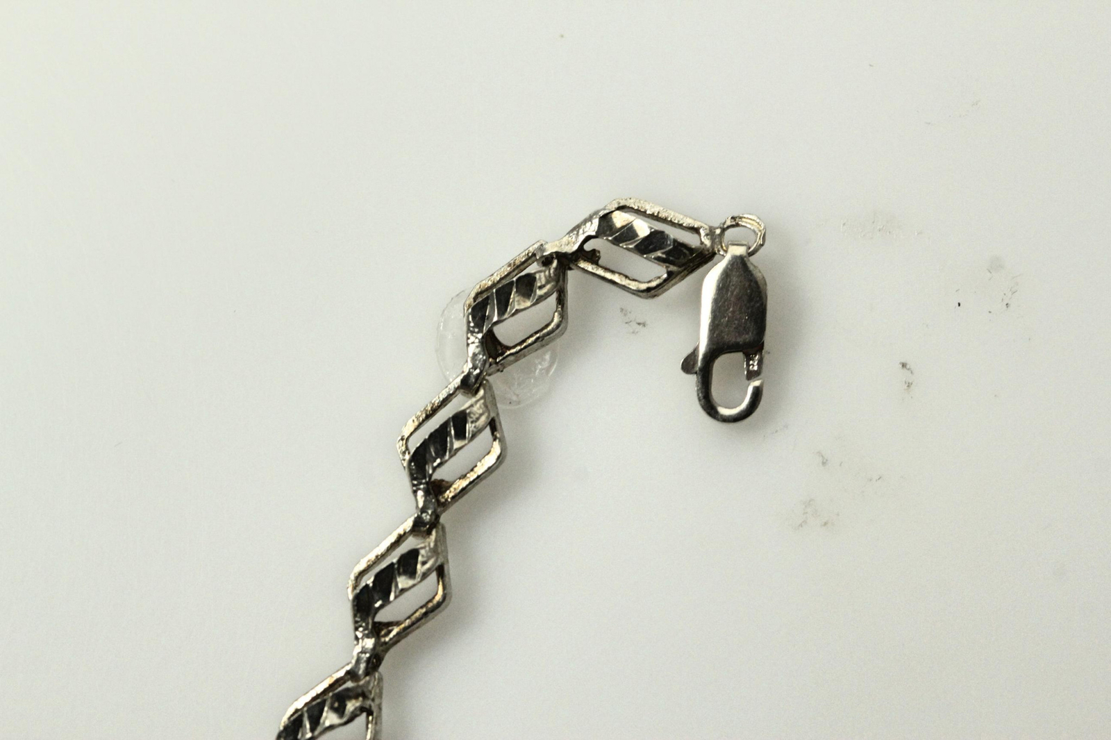 925 Sterling Silver 7.5″ Diamond Cut Kite Shaped Link Bracelet (BR3796)