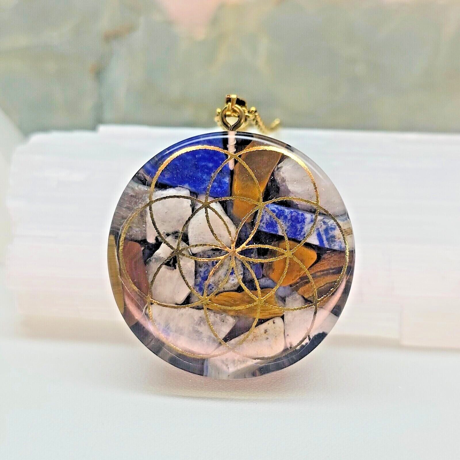 Sacred Seed of Life. Custom Orgone choose +50 crystals. Creation Manifestation