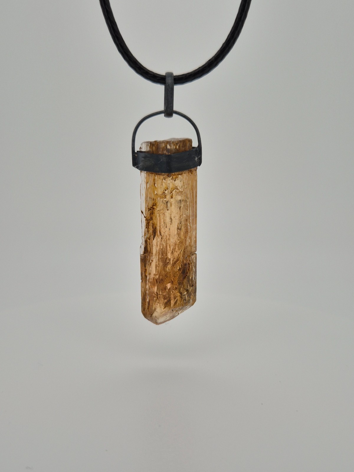 Imperial Topaz Pendant Unisex Unique Shape Black Silver Father’s Day Gift Gem