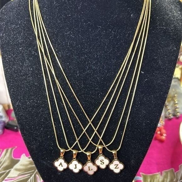 Gold Plated 18K Stainless Steel Initial Z Mother Of Pearl Pendant 18″ Necklace