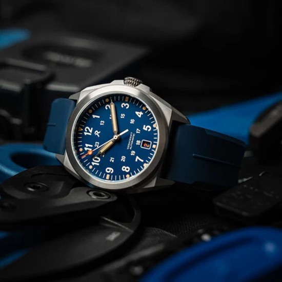 RZE VALOUR 38 Automatic Titanium Blue Date Rubber Men’s Watch