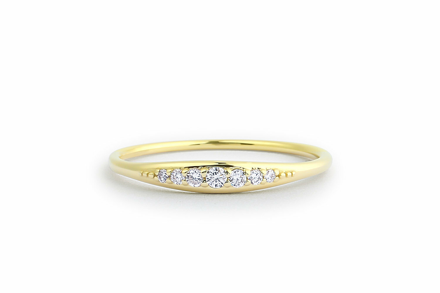 Diamant Memory Goldring 7 Brillanten 0,10 Karat in 585er 14 K Weißgold Rosegold