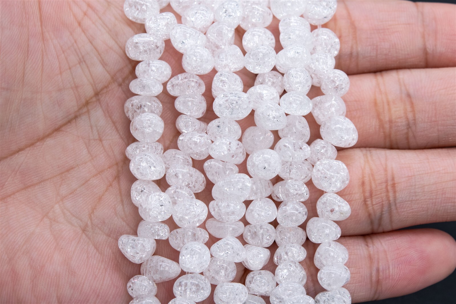 9x7MM White Crystal Quartz Crack Pattern Pebble Chips Grade AAA Natural Beads