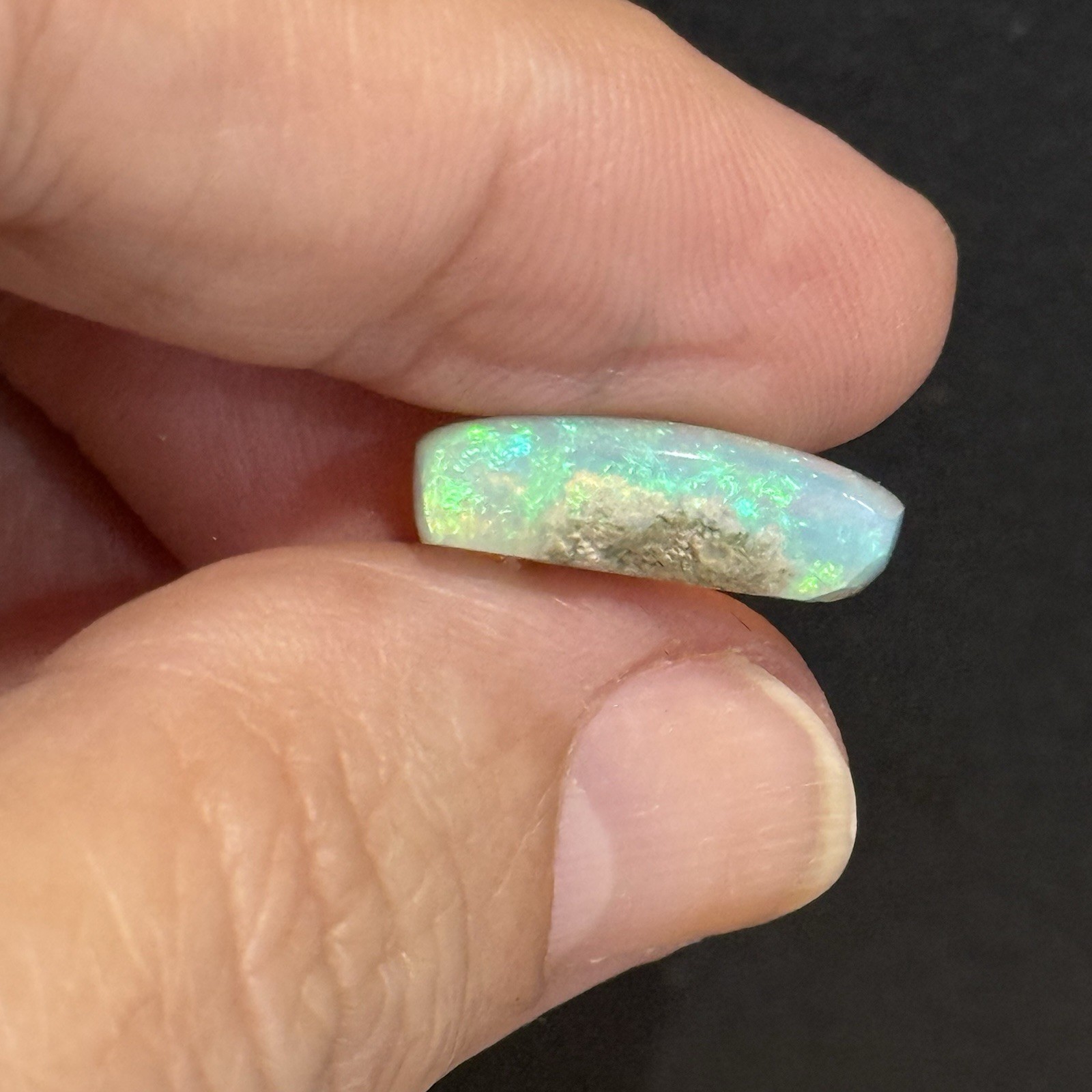 6.5ct 17.2×12.6×5.4mm Stardust Galaxy Ethiopian Welo Opal Cushion Cabochon Gem