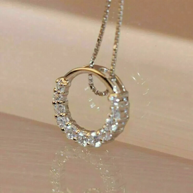 2Ct Round Cut Lab Created Diamond Women’s Circle Pendant 14K Yellow Gold Plated