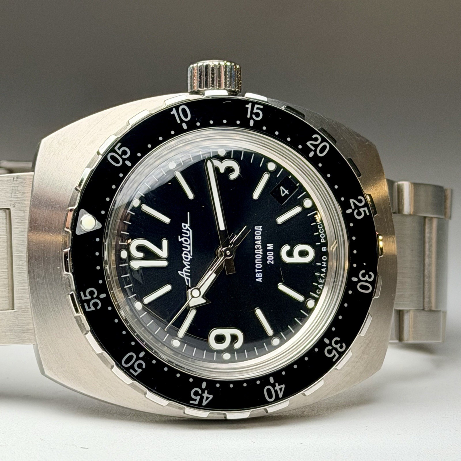 Vostok Amphibian Classic Automatic Russian Military Black Dial 41mm Watch 900972
