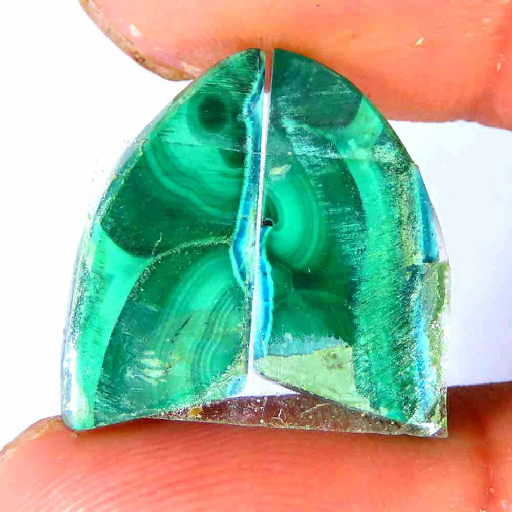 13.90Cts.100%Natural Chrysocolla Malachite Fancy Matched Pair 8x17x3mm Gemstone