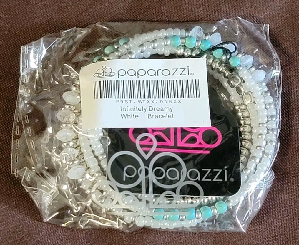 Paparazzi Infinitely Dreamy Turquoise Blue White Silver Wrap Bracelet